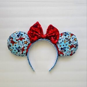 Red Sequin Bow Mouse Ears Headband